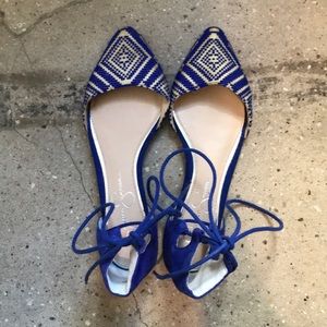 Jessica Simpson Blue Ankle Lace Flats